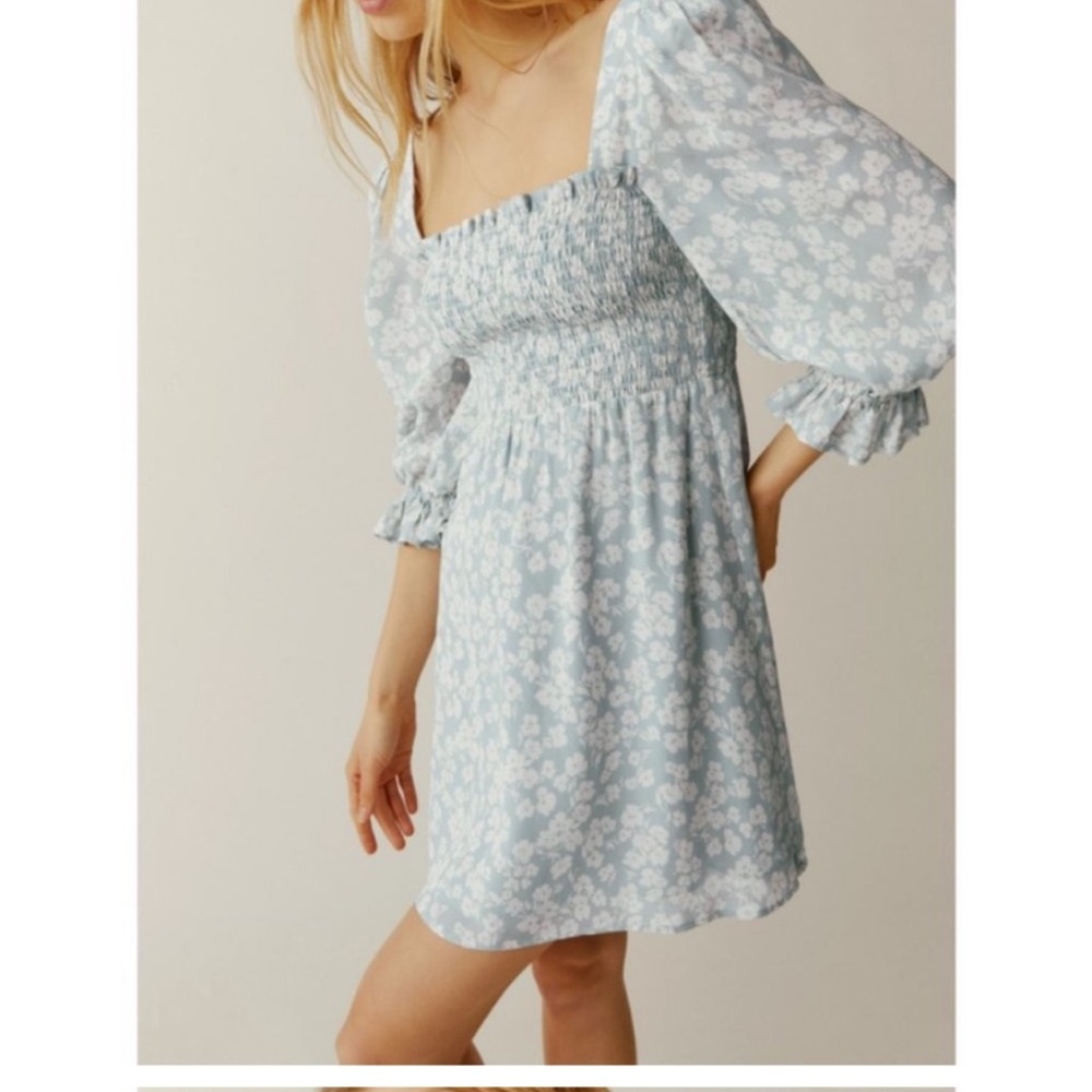 Reformation, smocked, mini dress. Size M
